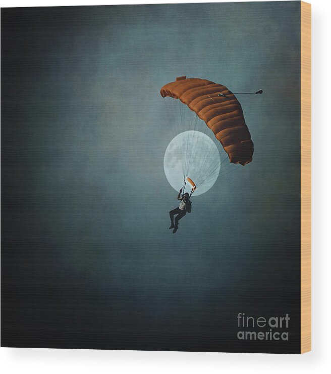  Moon Wood Print featuring the photograph Skydiver's Moon by Trish Mistric