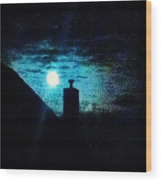 Skyline Wood Print featuring the photograph Skyline With Moon by Genevieve Esson