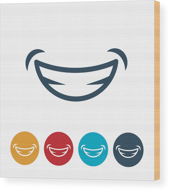 Conceptual Symbol Wood Print featuring the drawing Smile Icon by Appleuzr