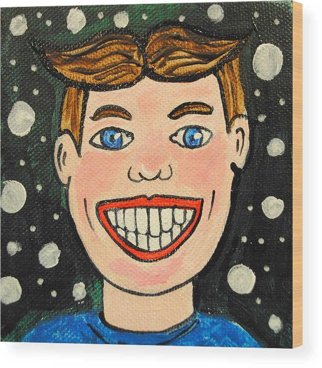 Asbury Park Wood Print featuring the painting Smiling Boy by Patricia Arroyo