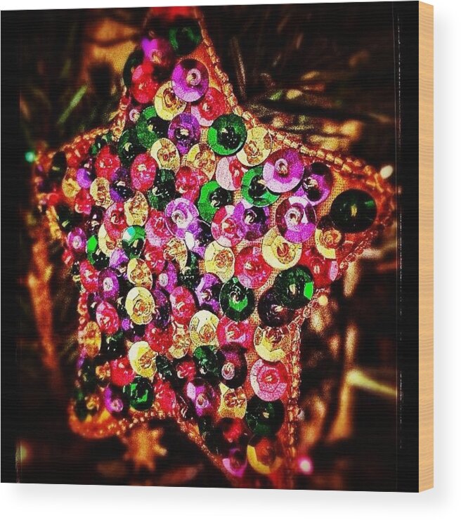 Star Wood Print featuring the photograph #snapseed #christmas #star #decoration by Mark Thornton