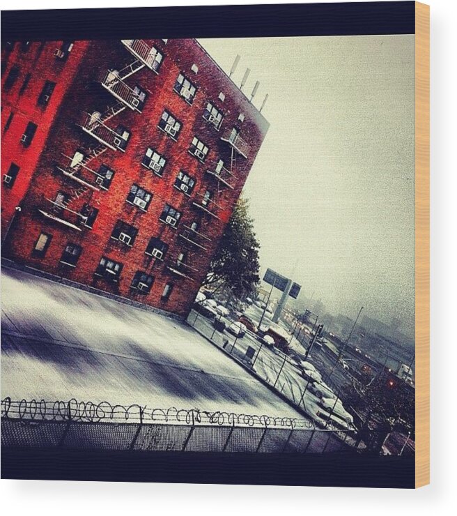 Clouds Wood Print featuring the photograph #snow #snowing #newyork #backyard by Shawn Who