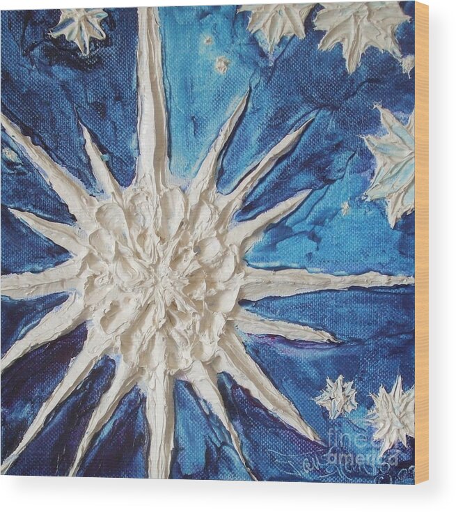 Winter Snowflakes Wood Print featuring the painting Snowflake by Paris Wyatt Llanso