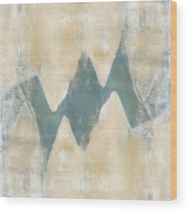 Monoprint Wood Print featuring the mixed media Softly Green 2 Square by Carol Leigh