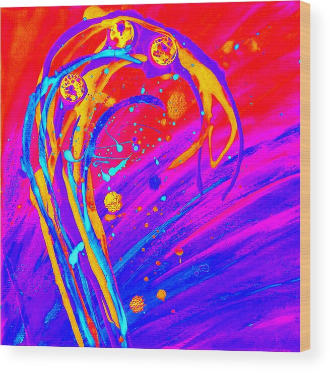 Abstract Wood Print featuring the painting Solar Flare by Darren Robinson