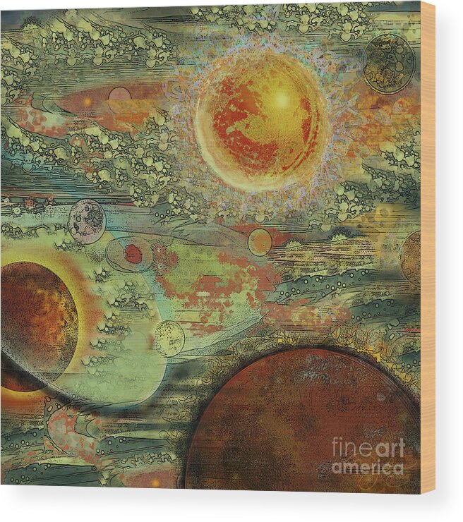 Solar Wood Print featuring the digital art Solar Symphony by Carol Jacobs