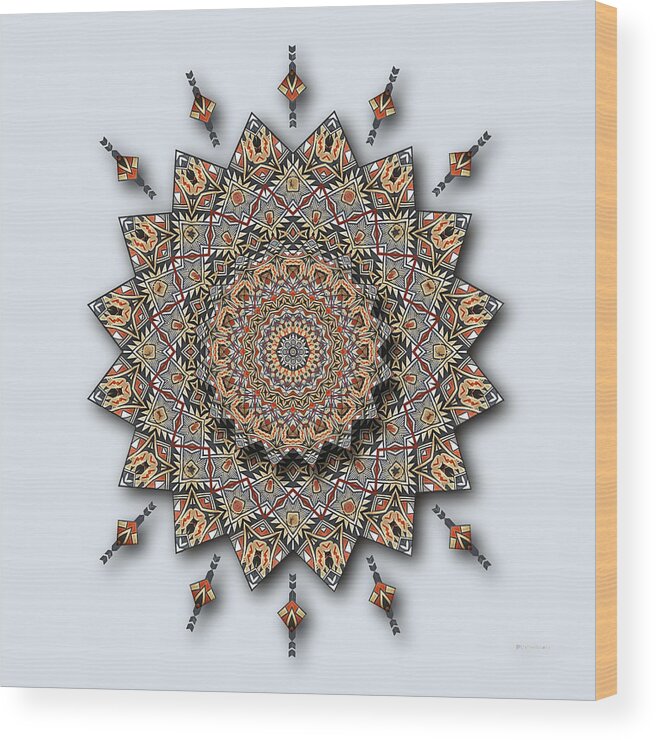 Abstract Wood Print featuring the digital art Southwest Pottery Art Mandala by Deborah Smith