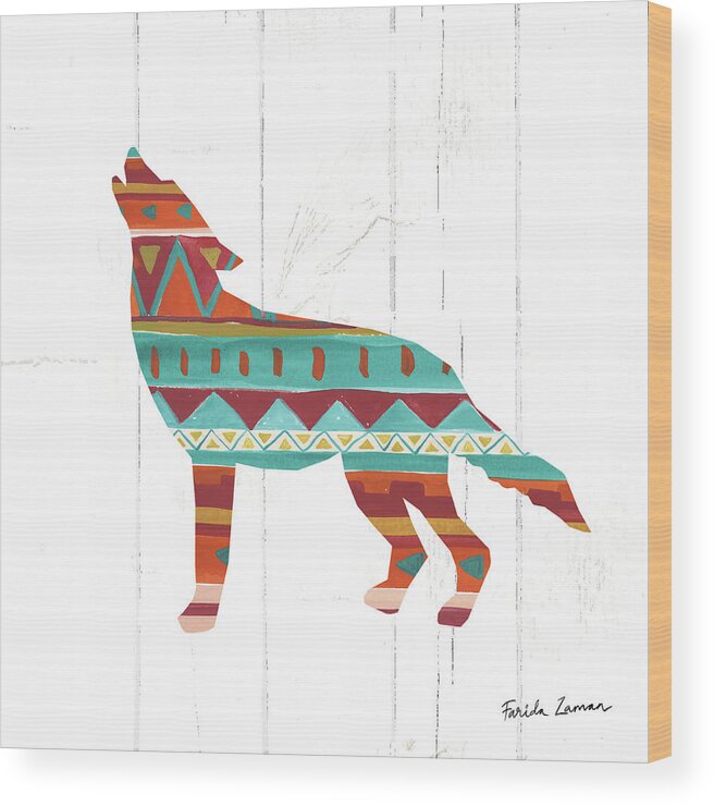 Animals Wood Print featuring the painting Southwestern Vibes Vi by Farida Zaman