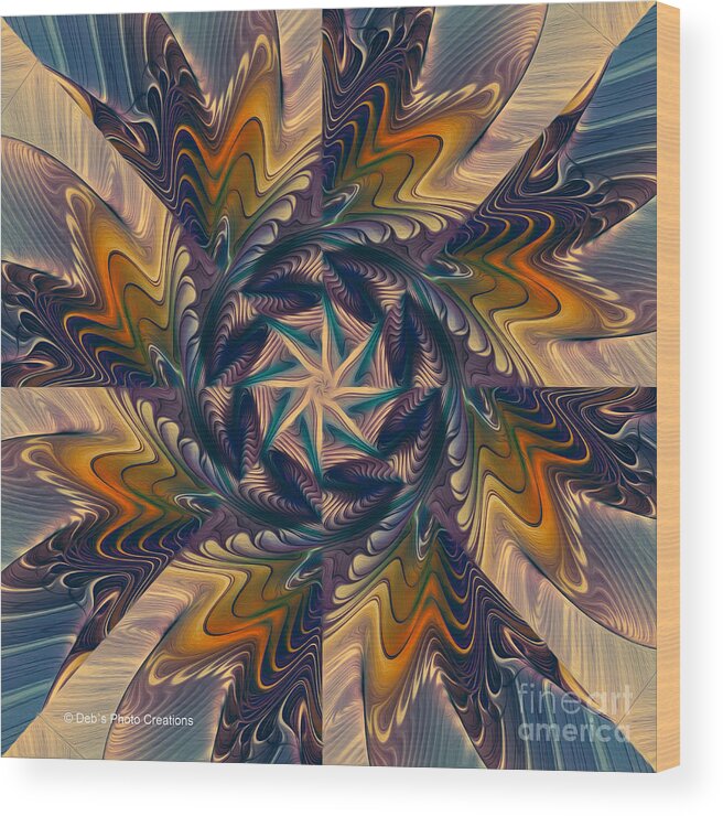 Kaleidoscope Wood Print featuring the digital art Spinning Energy by Deborah Benoit