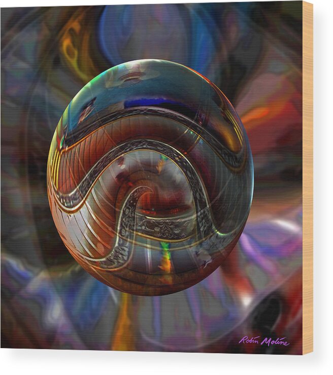 Vatican Art Wood Print featuring the digital art Spiraling the Vatican Staircase by Robin Moline