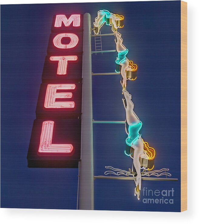 Bright Wood Print featuring the photograph Splashdown Motel by Martin Konopacki