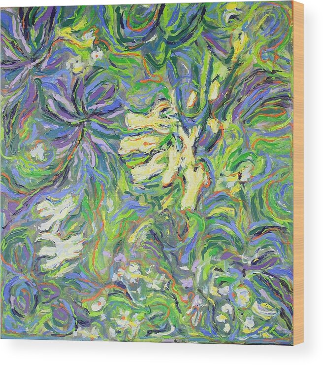 Abstract Wood Print featuring the painting Spring Exuberance 2 by Zofia Kijak