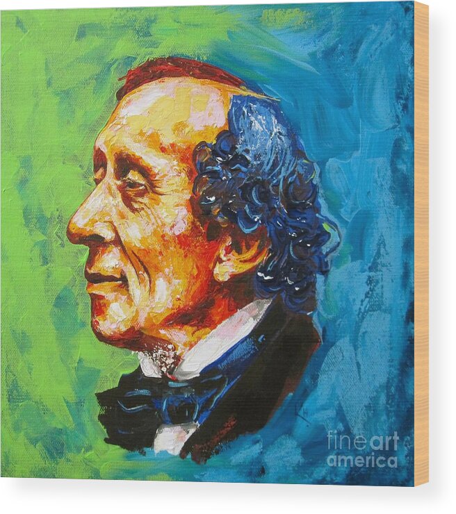 Portrait Wood Print featuring the painting Storyteller by Konni Jensen