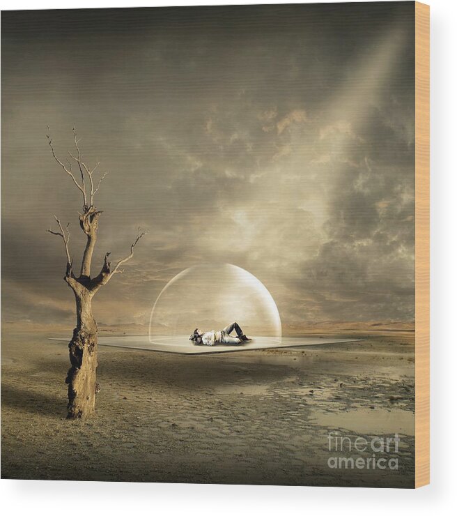 Man Wood Print featuring the digital art strange Dreams by Franziskus Pfleghart