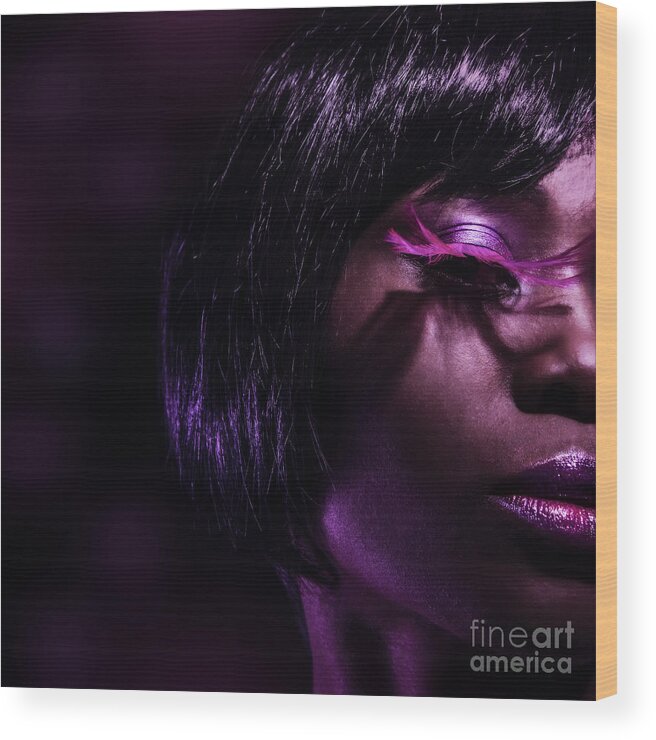 Adult Wood Print featuring the photograph Stylish black woman by Anna Om