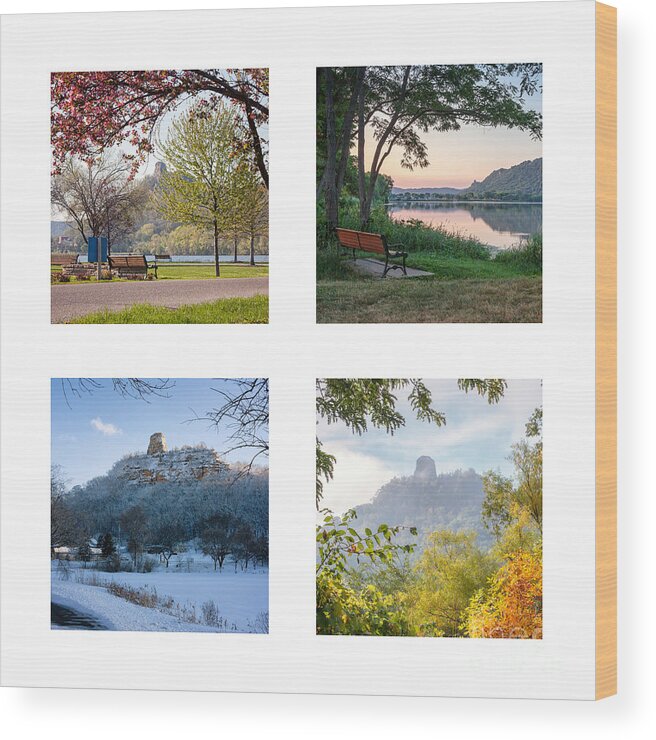Sugarloaf Wood Print featuring the photograph Sugarloaf Four Seasons Square by Kari Yearous