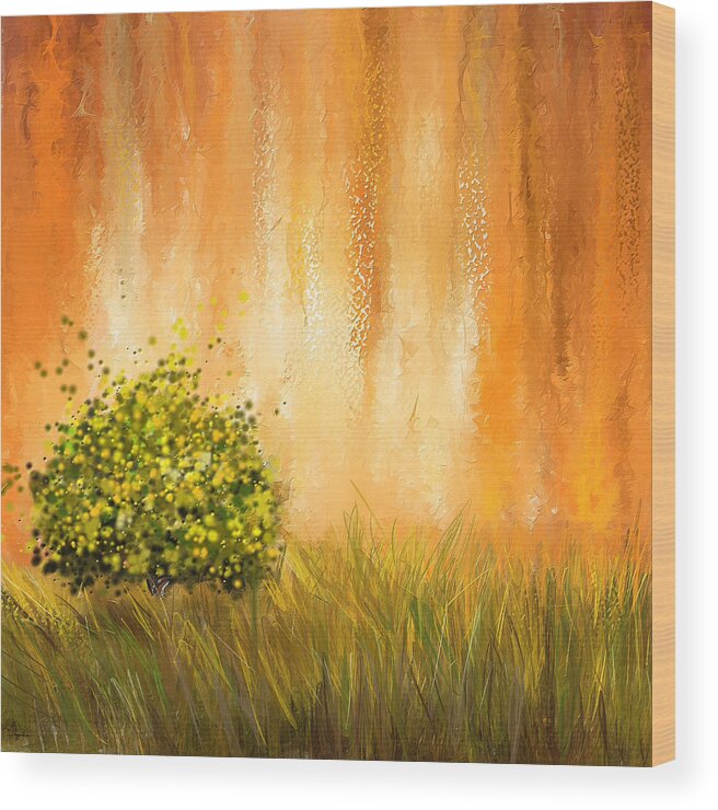Four Seasons Wood Print featuring the painting Summer- Four Seasons Wall Art by Lourry Legarde