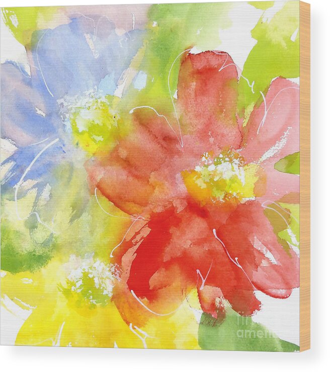 Original And Printed Watercolors Wood Print featuring the painting Summer Garden 2 by Chris Paschke