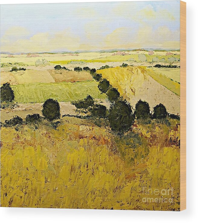 Landscape Wood Print featuring the painting Summers End by Allan P Friedlander