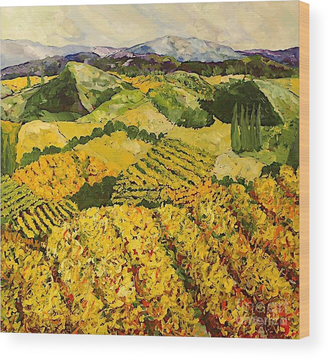 Landscape Wood Print featuring the painting Sun Harvest by Allan P Friedlander