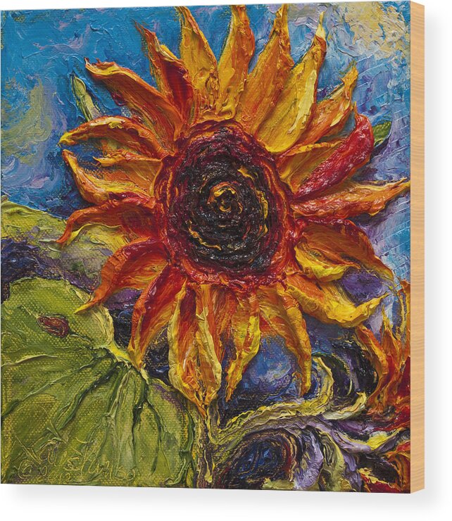 Sunflower Art Wood Print featuring the painting Sunflower by Paris Wyatt Llanso