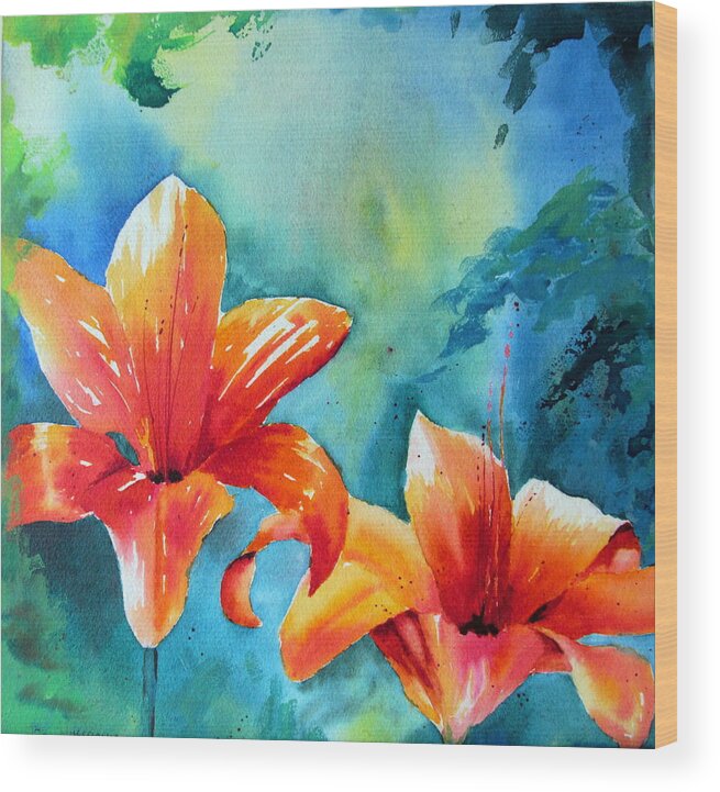 Floral Wood Print featuring the painting Sunny Days by John Nussbaum