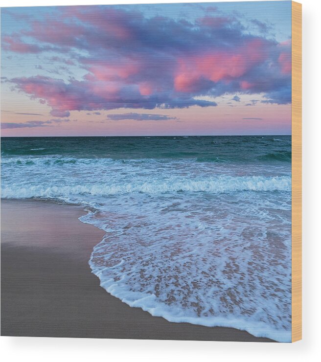 Beach Wood Print featuring the photograph Sunset East Square by Bill Wakeley
