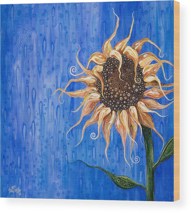 Floral Wood Print featuring the painting Sunshine After the Rain by Tanielle Childers