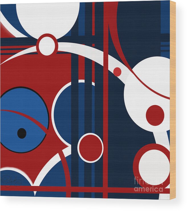Abstract Wood Print featuring the painting Symphony for Patriots by Carol Jacobs