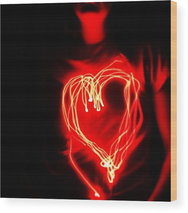 Nikon Wood Print featuring the photograph Tainted Love #red #light #dark #laser by Jon Swift