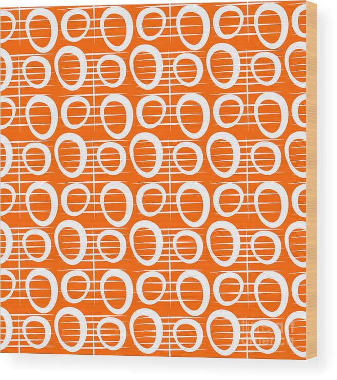 Abstract Wood Print featuring the painting Tangerine Loop by Linda Woods