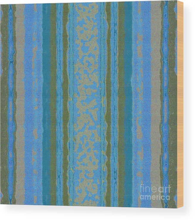 Design Wood Print featuring the tapestry - textile Tapeten-wallpaper-art-blue by Mando Xocco