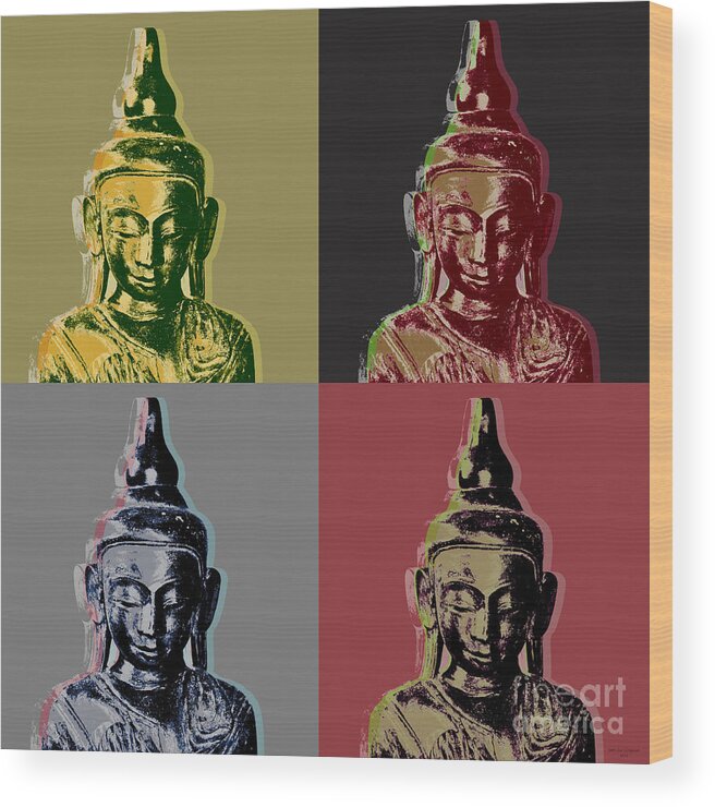 Pop Art Wood Print featuring the digital art Thai Buddha by Jean luc Comperat
