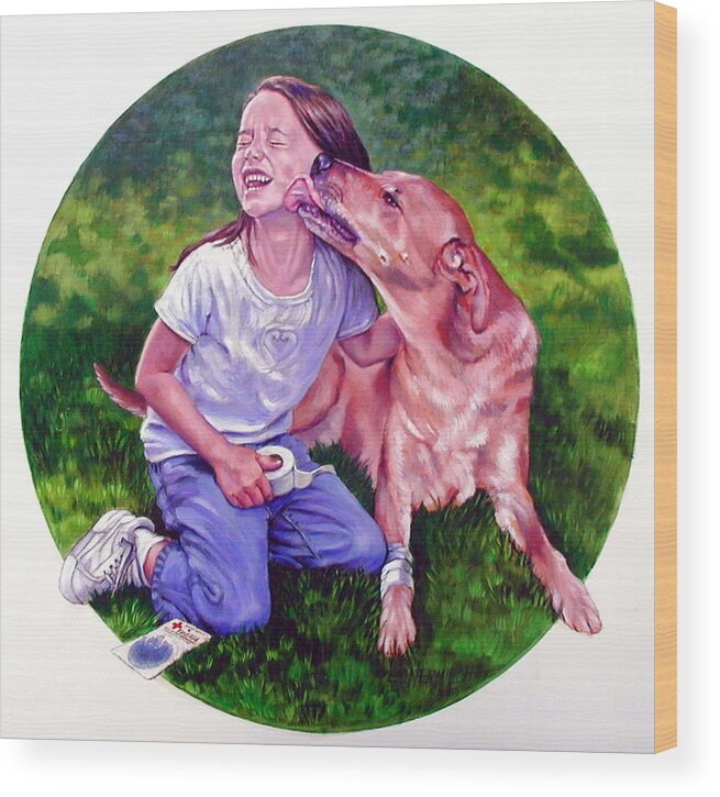Dog Wood Print featuring the painting Thanks Doc by John Lautermilch