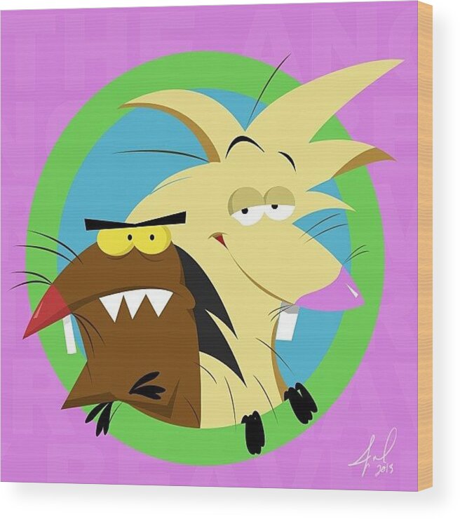 Jdesignz Wood Print featuring the photograph The Angry Beavers !!! #drawing #artwork by Julia Campbell