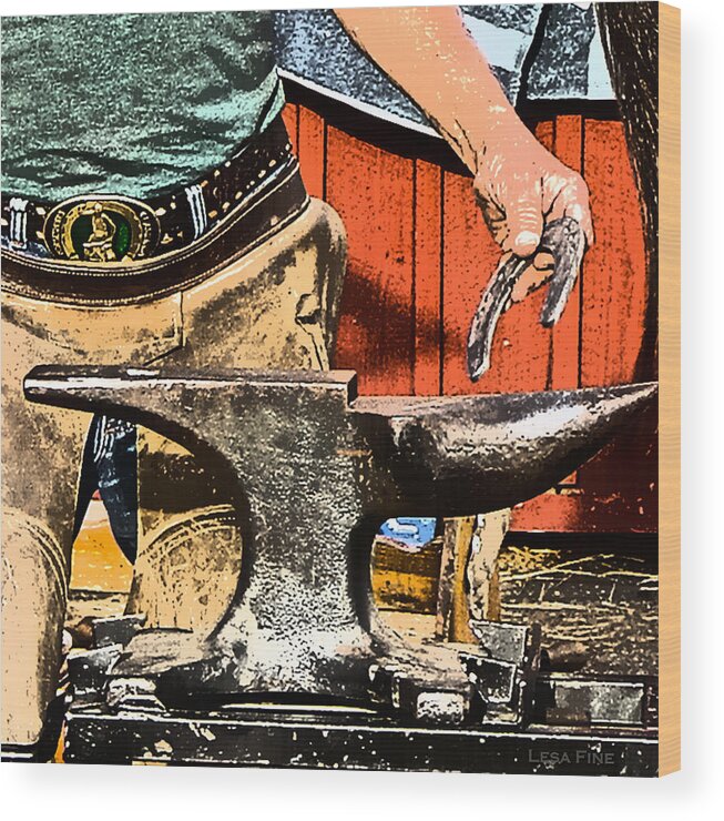 Anvil Wood Print featuring the photograph The Anvil and the Horseshoe Art by Lesa Fine