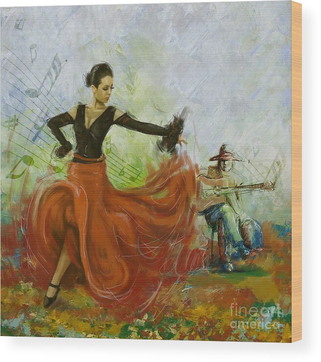 Jazz Framed Prints Wood Print featuring the painting The beauty of music and dance by Corporate Art Task Force