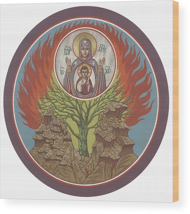 Mother Of God Wood Print featuring the painting The Burning Bush 249 by William Hart McNichols