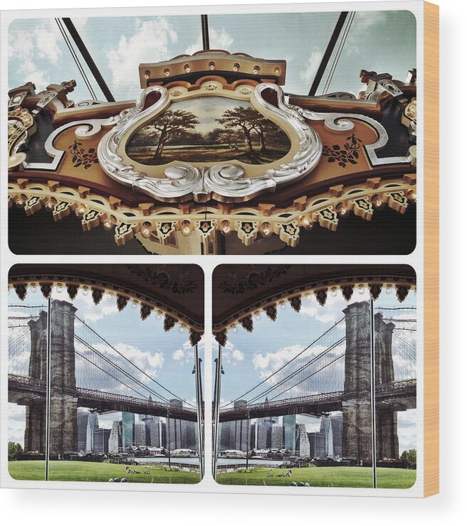 New York Wood Print featuring the photograph The Carousel and The Bridge by Natasha Marco