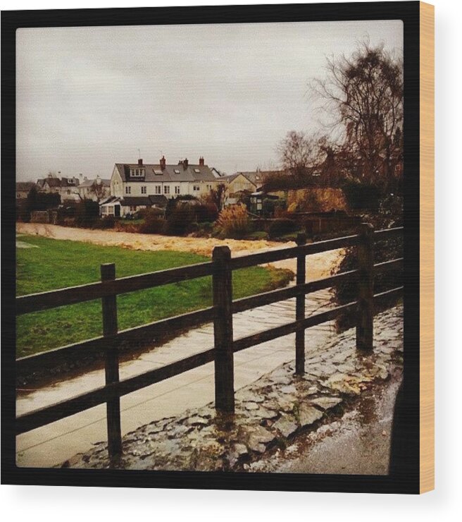 Colyton Wood Print featuring the photograph The Coly In Full Flow #eastdevon #flood by Dave Harris