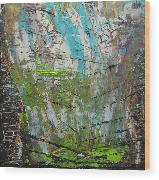 Abstract Wood Print featuring the painting The Dirty Window by Lucy Matta
