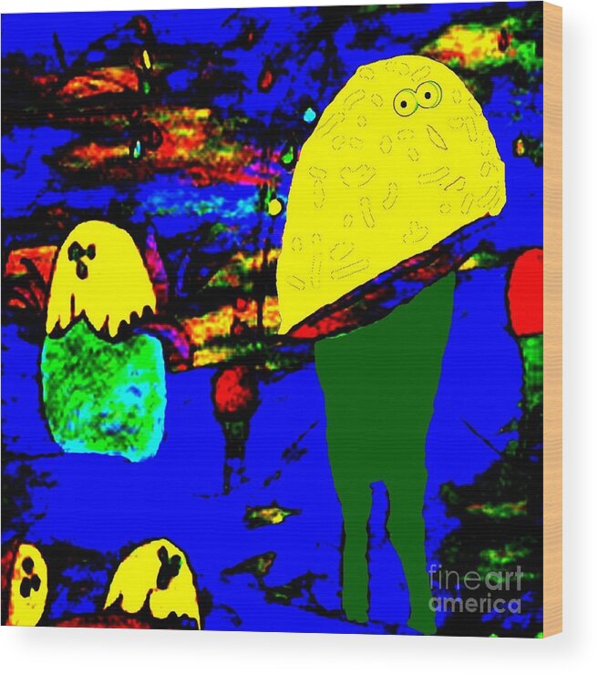 The Egg Came First Wood Print featuring the painting The Egg Came First by Donna Daugherty