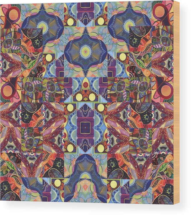 Abstract Wood Print featuring the digital art The Joy of Design Mandala Series Puzzle 1 Arrangement 7 by Helena Tiainen