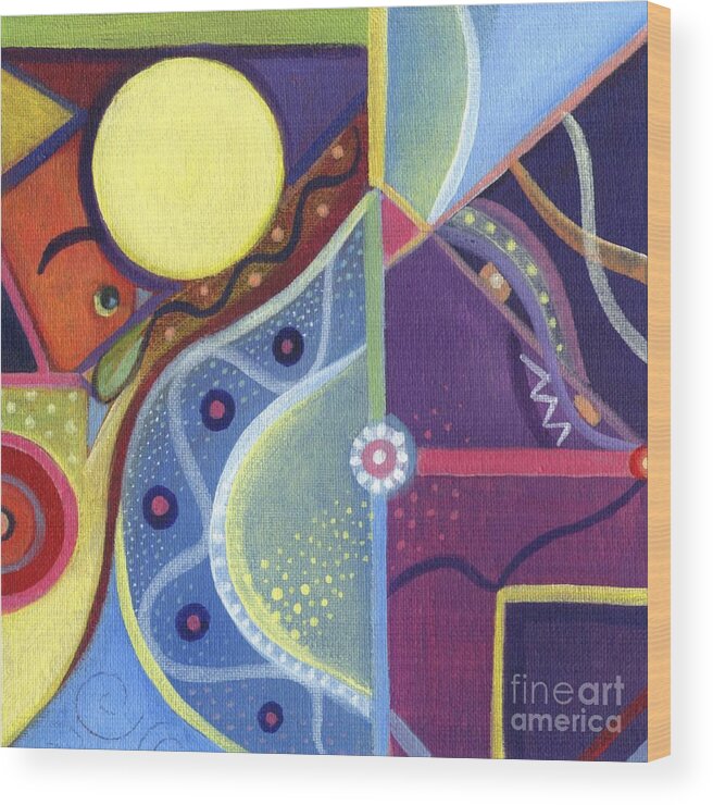 Abstract Wood Print featuring the painting The Joy of Design Xl by Helena Tiainen