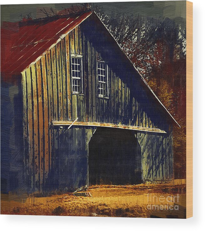 Barn Wood Print featuring the digital art The Old Iowa Hay Barn by Kirt Tisdale