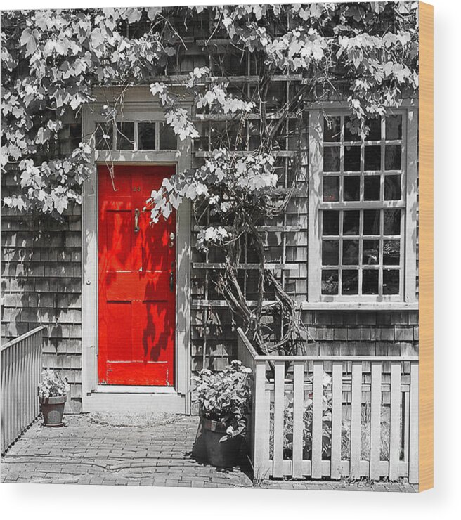 North America Wood Print featuring the photograph The Red Door by Sabine Jacobs