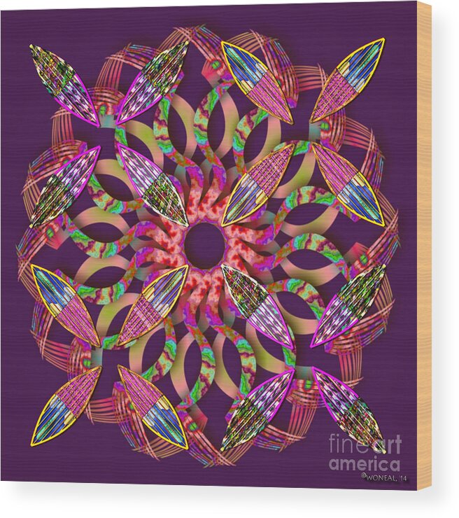 Conceptuals Wood Print featuring the digital art Blooming Mandala 1 by Walter Neal