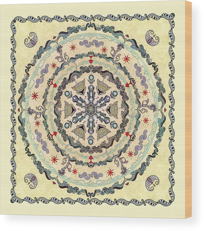 Mandala Wood Print featuring the digital art The Source Mandala 2 by Deborah Smith