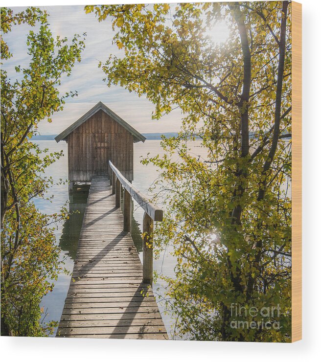 Ammersee Wood Print featuring the photograph The waterhouse in fall by Hannes Cmarits