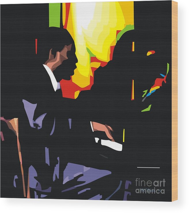 Male Portraits Wood Print featuring the digital art Thelonius Monk by Walter Neal